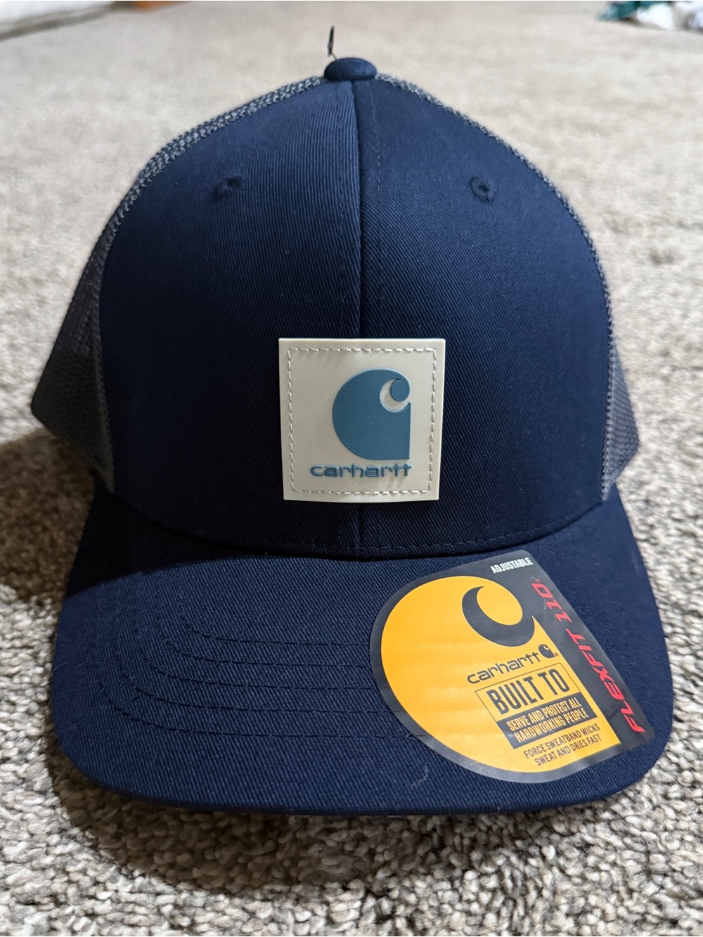 Carhartt Navy and Gray Mesh Trucker Cap with Logo Patch